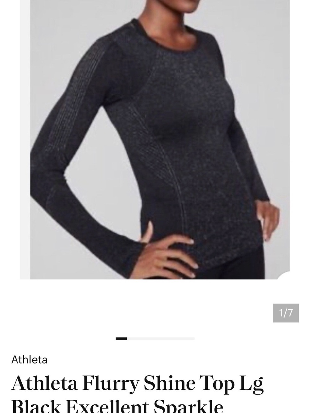 Athleta Flurry Shine Long-Sleeve Top - Charcoal Black
